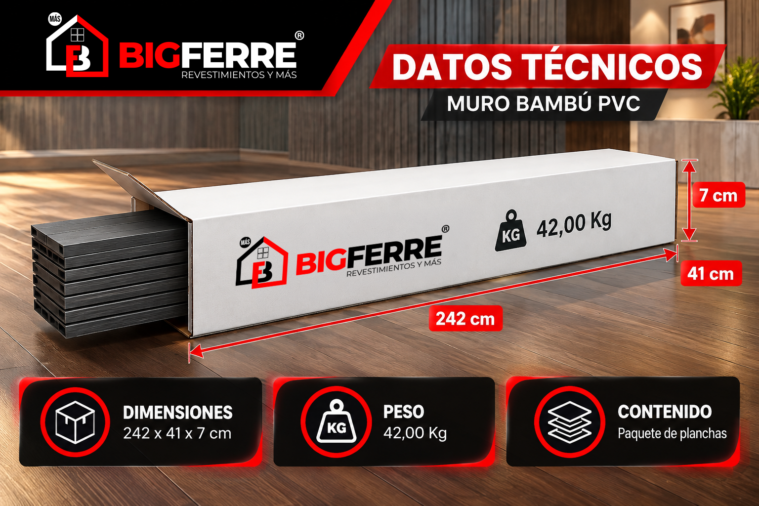 Infografía técnica de muro bambú PVC -2